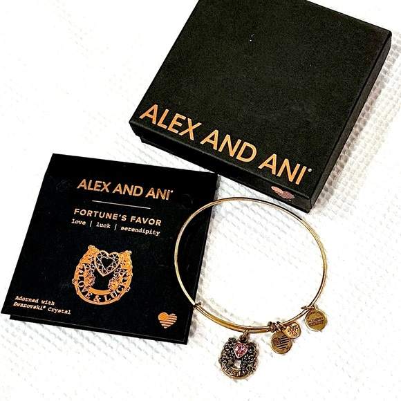 Alex and Ani Bangle Bracelet Fortune’s Favor Love Luck Serendipity NIB - Picture 4 of 9